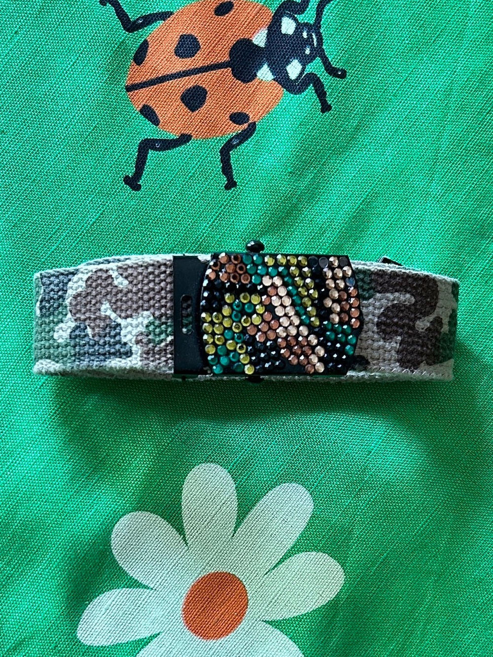 Y2K Camo Belt with Crystal Buckle